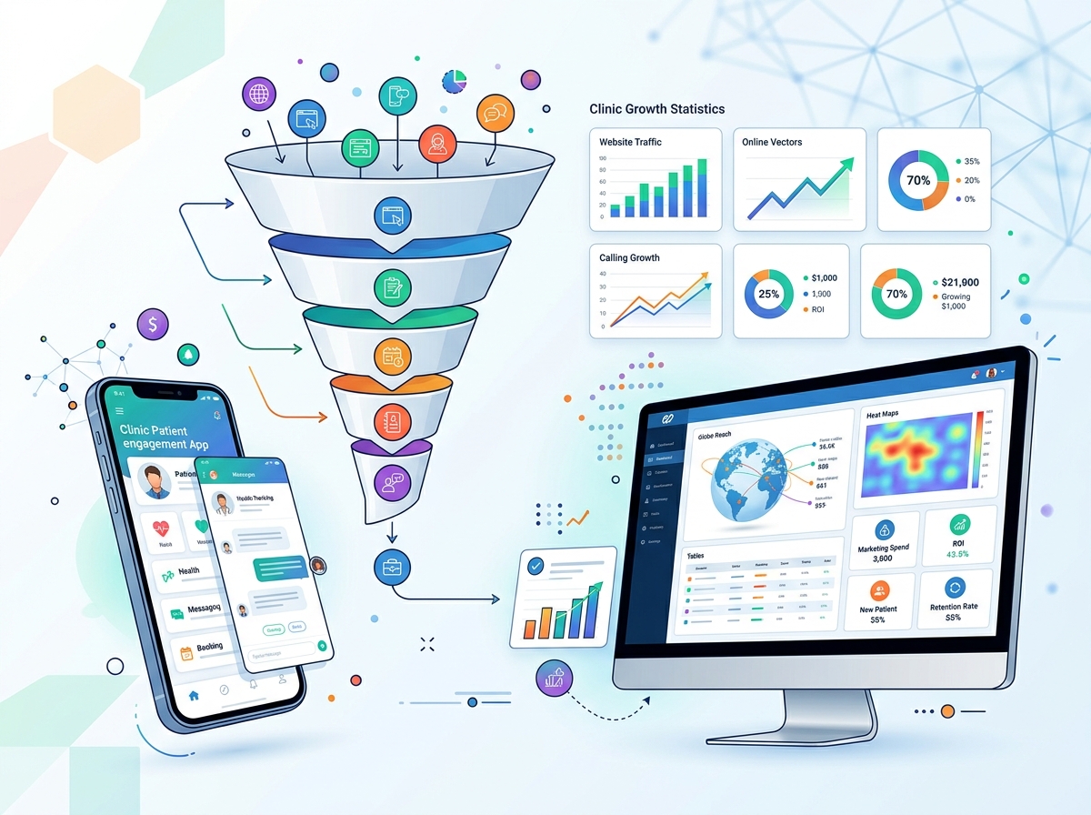 Education digital marketing analytics & student lead funnel graphic