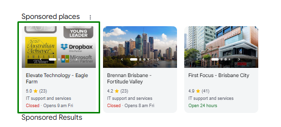 Google search ad for our client's managed IT page